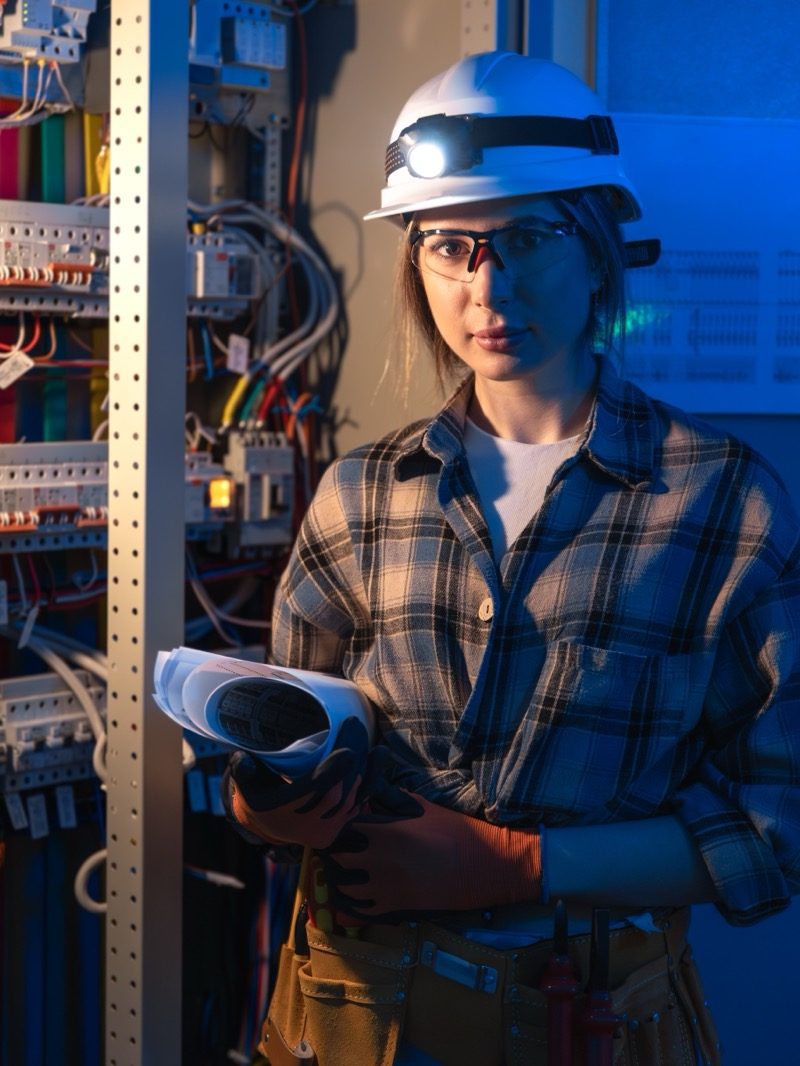 Technikerin mit den Unterlagen zur Anlage – Arbeitsalltag bei der Sewamo GmbH